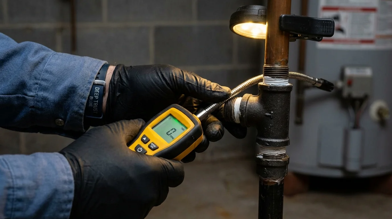 Gas leak detection with electronic sniffer by Johns Plumbing LLC in Honeoye Falls